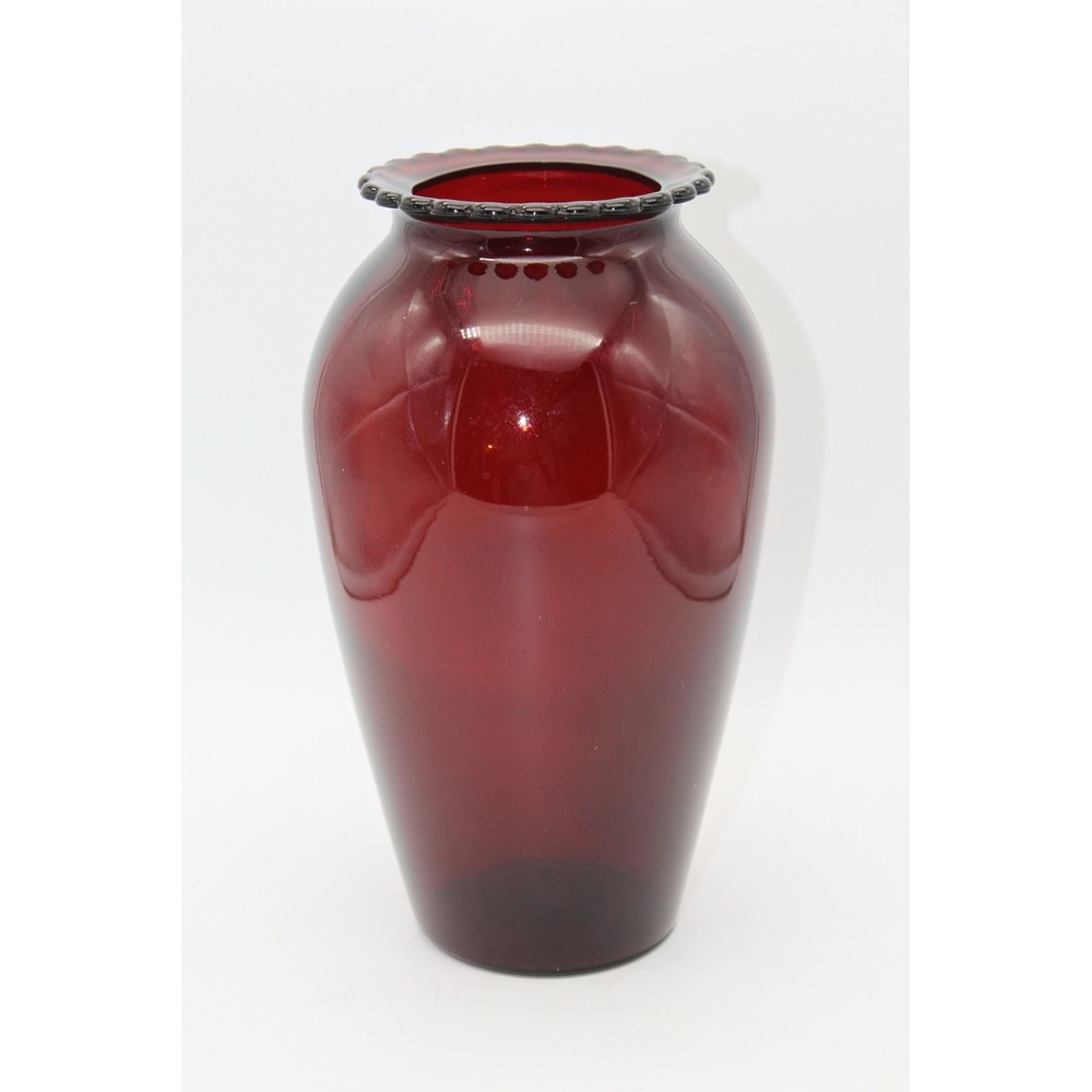 Vtg MCM Collectible Decor Anchor Hocking Royal Ruby Red Glass Vase